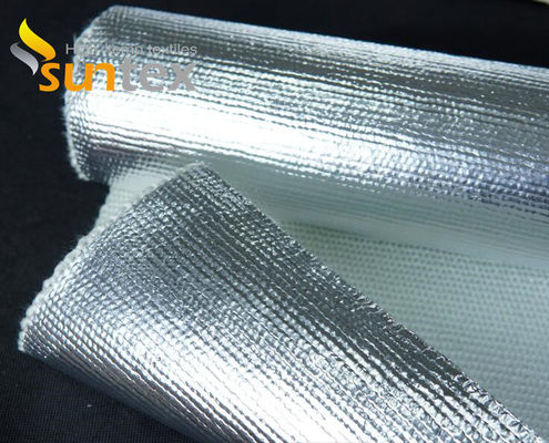 550C Thermal Resistant 0.4mm Aluminum Foil Wrapped Fiberglass Cloth For Oil & Steam Pipelines Fireproof