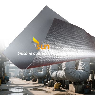 Silicone Coated Fiberglass Fabric with 50 m / 100 m Roll Length Grey Color and Water Repellent Properties