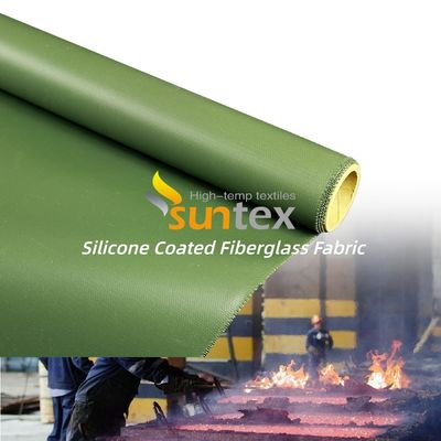 Silicone Coated Fiberglass Fabric with 50 m / 100 m Roll Length Alkali Free Water Repellent Fireproof Cloth