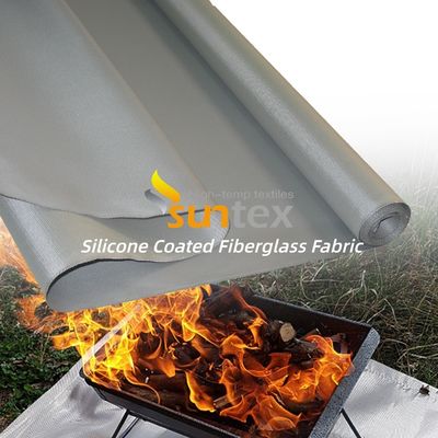 Silicone Coated Fiberglass Fabric with 50 m / 100 m Roll Length Alkali Free Water Repellent Fireproof Cloth