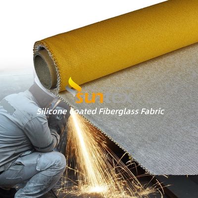 Silicone Coated Fiberglass Fabric with 50 m / 100 m Roll Length Alkali Free Water Repellent Fireproof Cloth