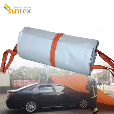 EV Car Fire Blanket with 550℃/1000℃ Thermal Resistance for Oxygen Deprivation Fire Control in Gray