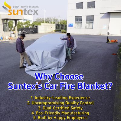 EV Car Fire Blanket with 550℃/1000℃ Thermal Resistance and Oxygen Deprivation for Lithium-Ion Battery Safety