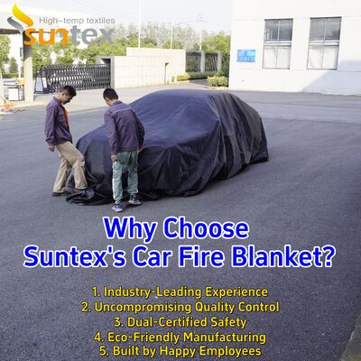 Suntex EV Car Fire Blanket with 550℃/1000℃ Thermal Resistance for Oxygen Deprivation and Portable Lithium-ion Battery Fire Control