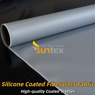 Fire Retardant Silicone Coated Fiberglass Fabric Double Sided Grey Color Curtain Fabric for Industrial Thermal Insulation and Safety