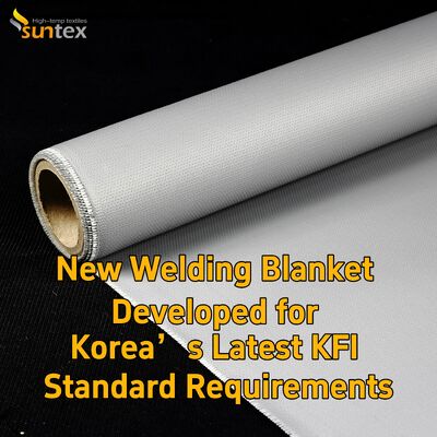 Suntex KFI Certified Grey Silicone Fiberglass Welding Blanket for Korea Market