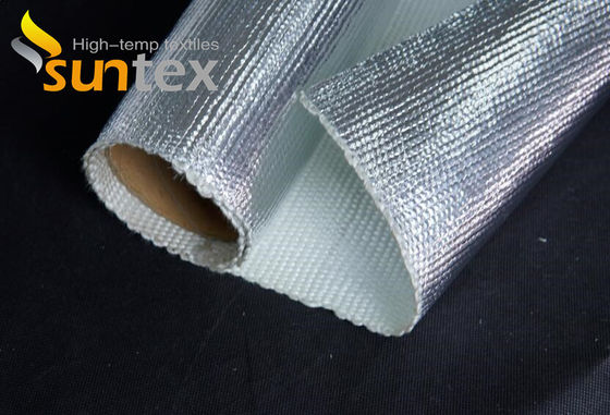550C Thermal Resistant 0.4mm Aluminum Foil Wrapped Fiberglass Cloth For Oil & Steam Pipelines Fireproof