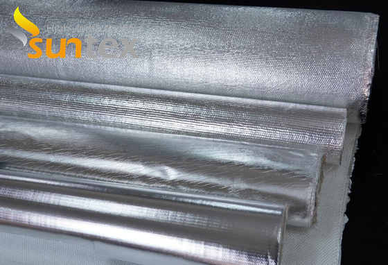 550C Thermal Resistant 0.4mm Aluminum Foil Wrapped Fiberglass Cloth For Oil & Steam Pipelines Fireproof