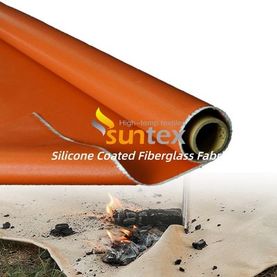 Silicone Coated Fiberglass Fabric with 50 m / 100 m Roll Length Alkali Free Water Repellent Fireproof Cloth