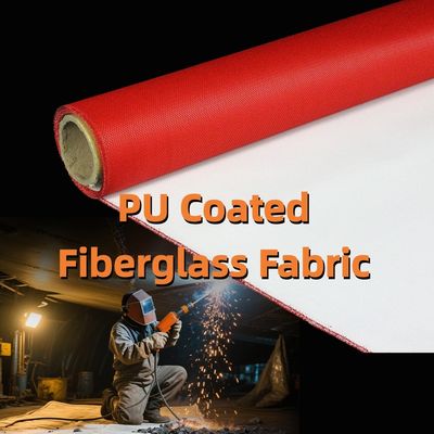 High Strength PU Coated Fiberglass Fabric 460 g/sqm 0.41 mm Fireproof Fiberglass Cloth