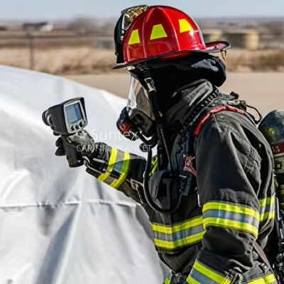 ग्रे ईवी कार फायर कंबल जिसमें 550℃/1000℃ थर्मल प्रतिरोध और फायर पिट मैट सुरक्षा के लिए ऑक्सीजन की कमी है