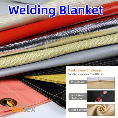 SUNTEX भारी शुल्क 550°C गर्मी प्रतिरोधी ऐक्रेलिक लेपित फाइबरग्लास वेल्डिंग कंबल अनुकूलन योग्य आकारों के साथ