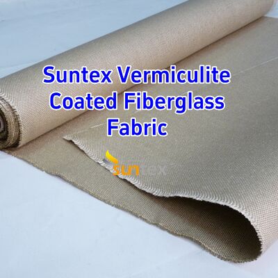 Abrasion Resistant Vermiculite Coated Fiberglass Fabric with 750℃ Temperature Resistance and Double Sided Vermiculite Coating for Removable Insulation Cover