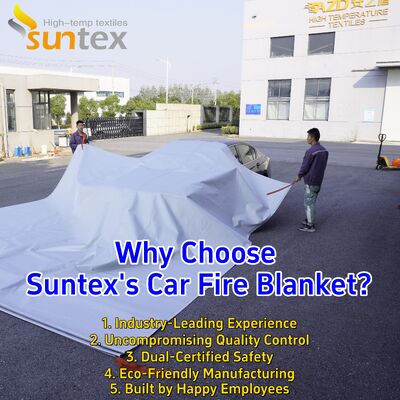 EV Car Fire Blanket with 550℃/1000℃ Thermal Resistance and Oxygen Deprivation for Lithium-Ion Battery Safety