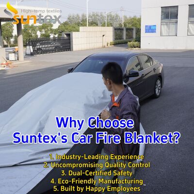 EV Car Fire Blanket with 550℃/1000℃ Thermal Resistance and Oxygen Deprivation for Lithium-Ion Battery Safety