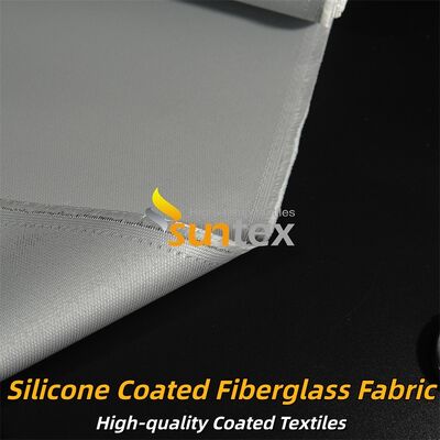 Durable Fire Retardant Silicone Coated Fiberglass Fabric Double Sided Grey Color Curtain Material for Thermal Insulation Applications